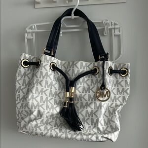 Michael Kors Monogrammed White and Black Tote